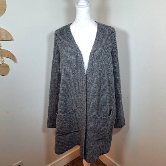 Madewell Sweaters - Madewell Grey Long Fuzzy Thick Merino Wool Alpaca Cardigan Sweater Size Large